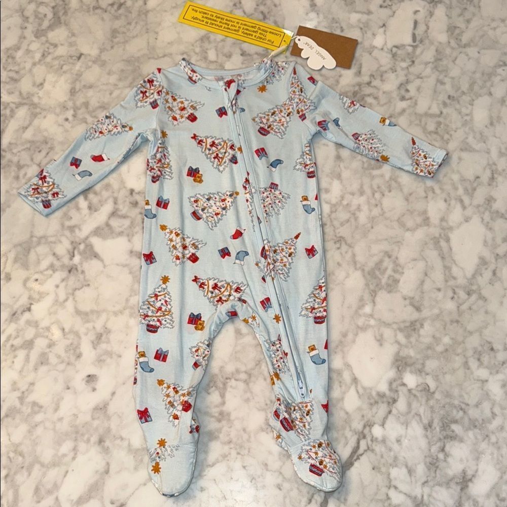 NWT Angel Dear Holiday Festive Print Kids Footie